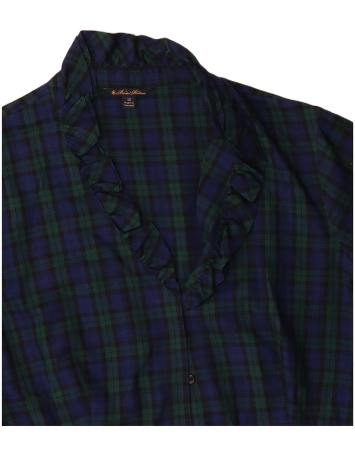 Damska bluzka koszulowa Brooks Brothers US 12, duża, bawełniana w granatową kratę