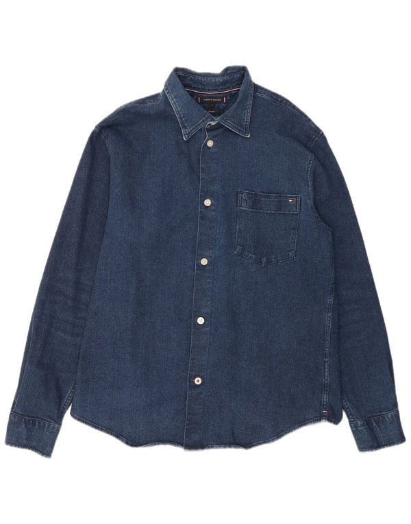 Męska koszula dżinsowa TOMMY HILFIGER w kolorze indygo, duża, niebieska, bawełniana