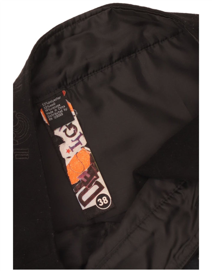 Desigual damska graficzna mini spódniczka kopertowa EU 38 Medium W32 czarna patchworkowa