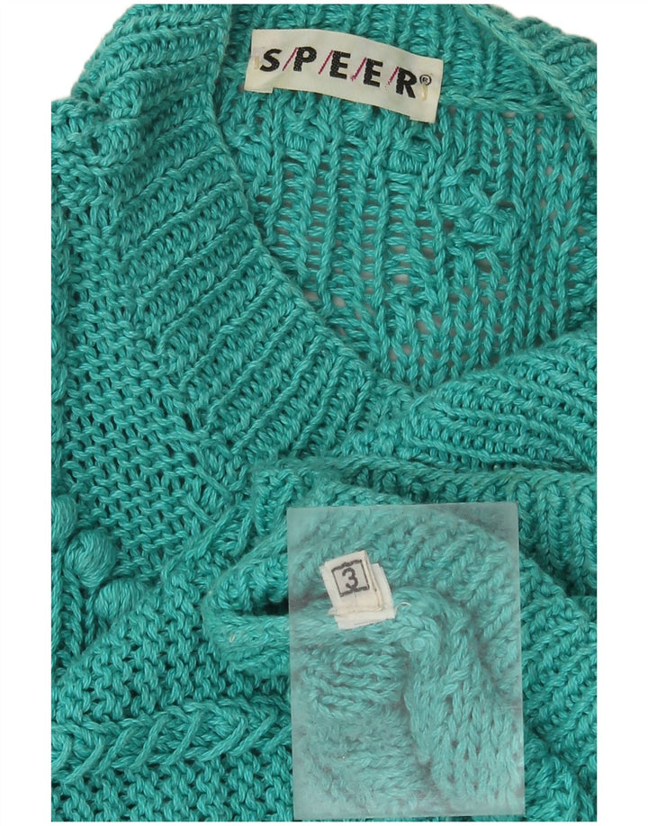 Sweter damski w stylu vintage, brytyjski 18 XL, turkusowy