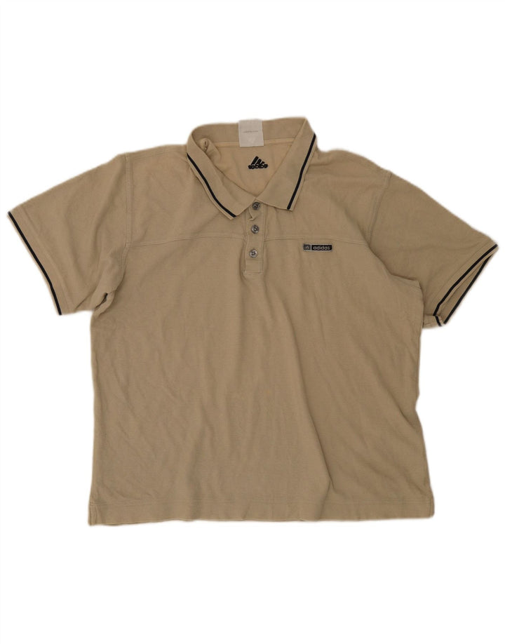 Męska koszulka polo Adidas, duża, beżowa, bawełniana w paski