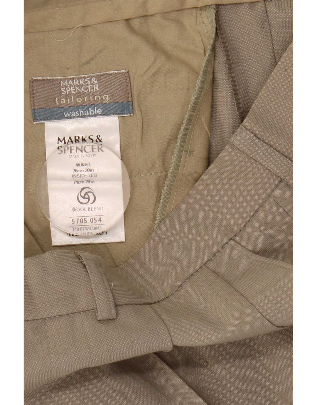 Marks & Spencer Męskie spodnie garniturowe W30 L29 Beżowy poliester