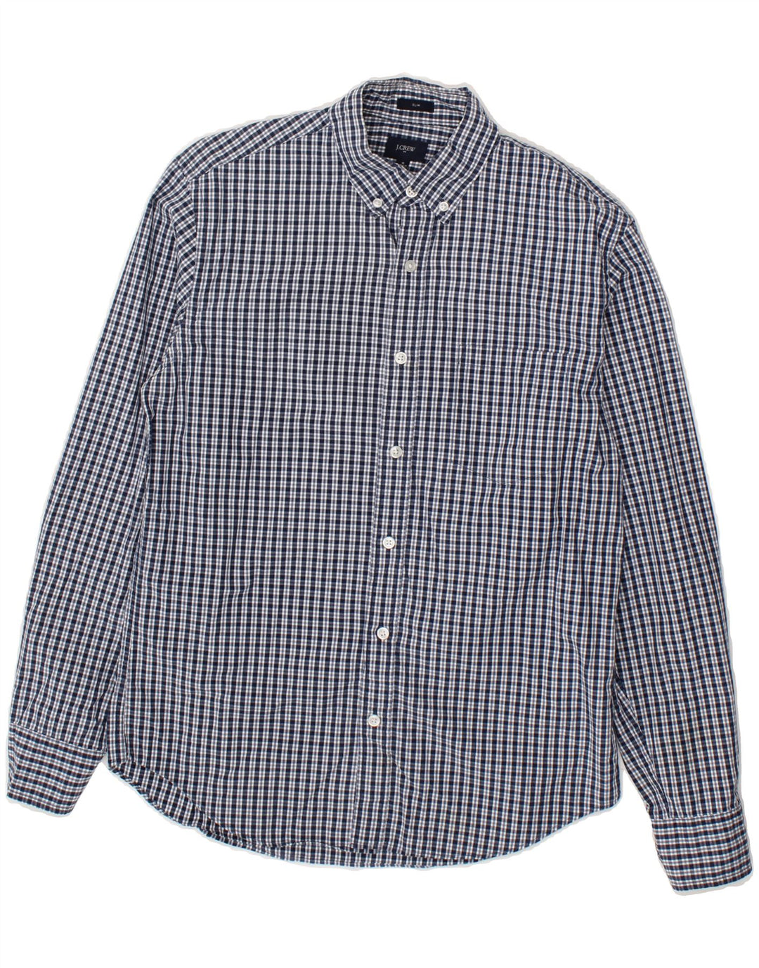J. CREW Mens Slim Shirt Medium Blue Check Cotton Vintage J. Crew and Second-Hand J. Crew from Messina Hembry 