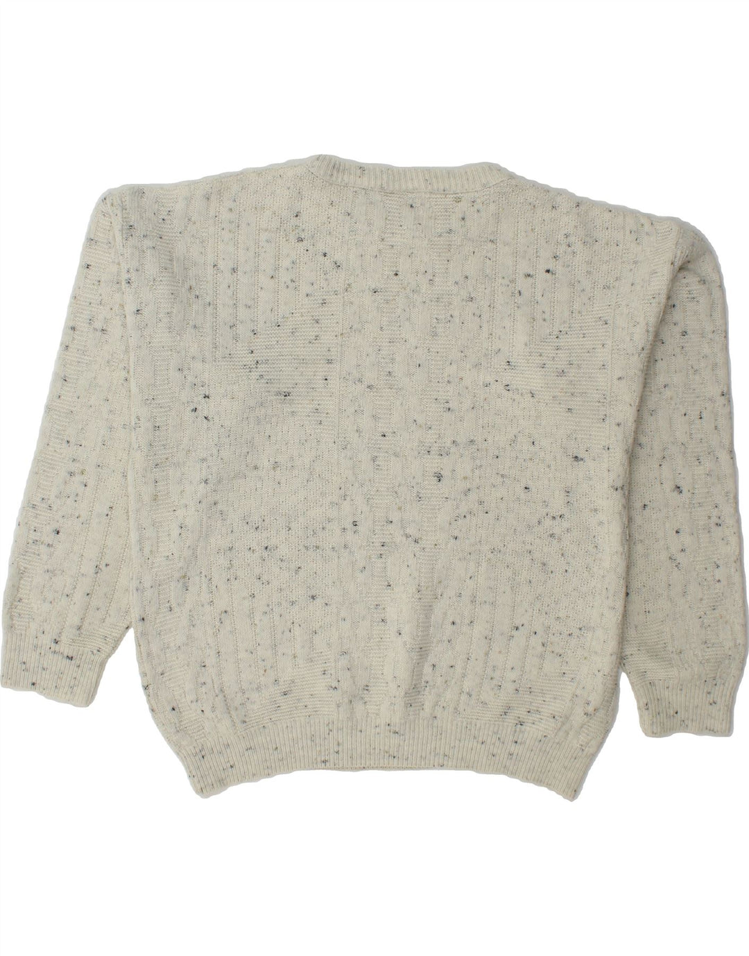 VINTAGE Mens Crew Neck Jumper Sweater Large Beige Flecked Polyacrylic Vintage Vintage and Second-Hand Vintage from Messina Hembry 