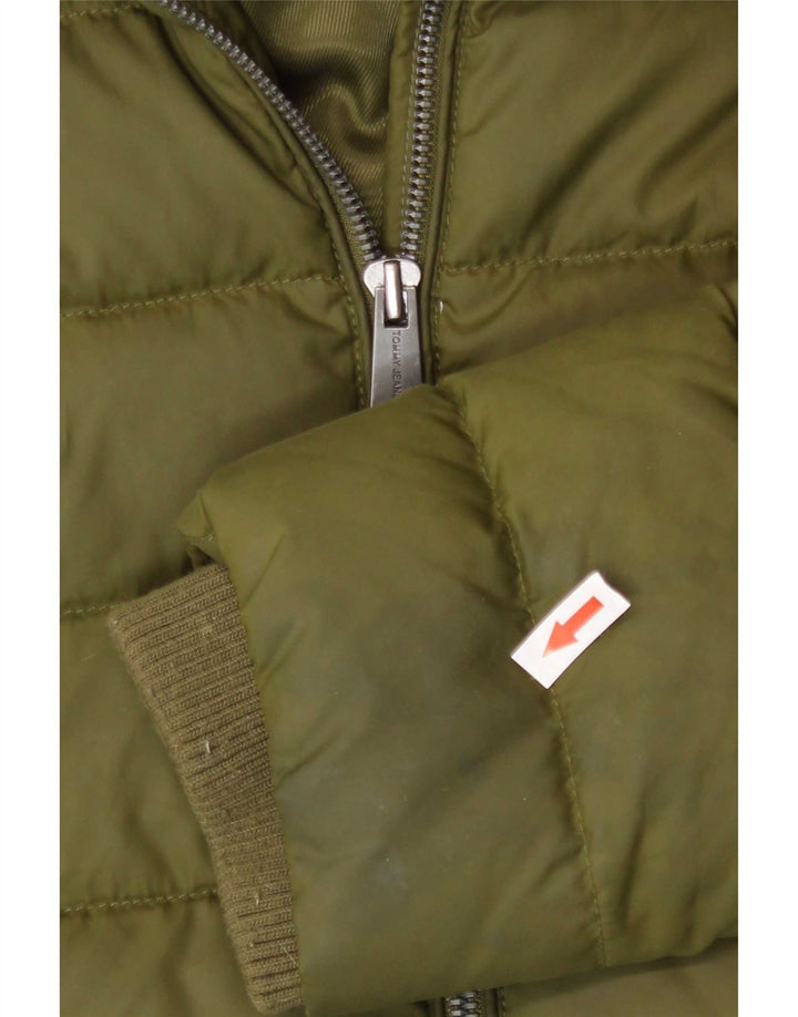 Damska ocieplana kurtka z kapturem Tommy Hilfiger UK 10, mała, khaki, poliester