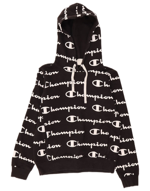 Damska bluza z kapturem Champion Graphic UK 14, średnia czarna bawełna