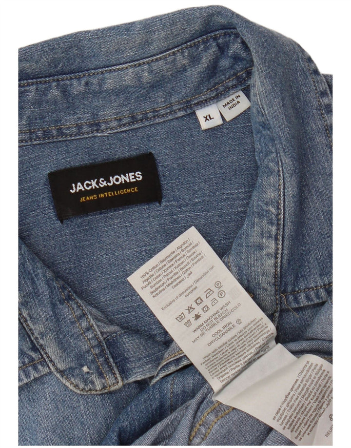 Męska koszula dżinsowa JACK & JONES XL, niebieska, bawełniana