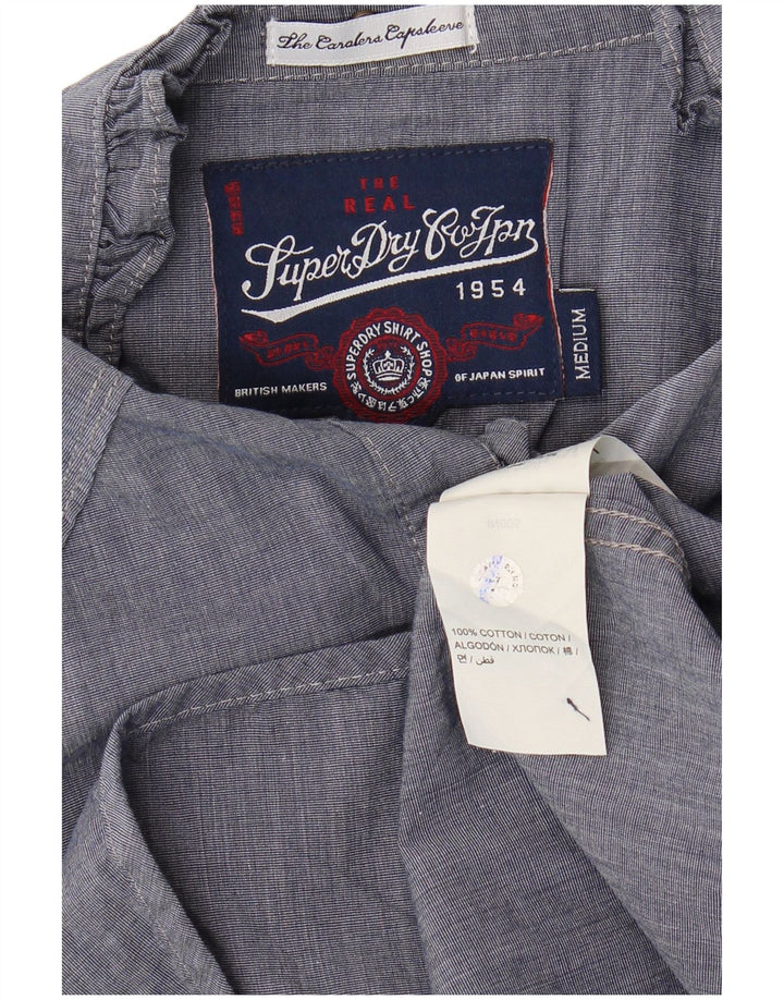 Damska bluzka koszulowa SUPERDRY z falbaną z przodu UK 12, średni granat