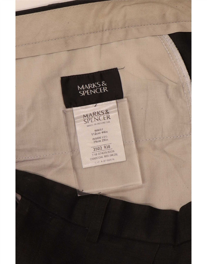 Męskie spodnie garniturowe Marks & Spencer W44 L29 Szary poliester