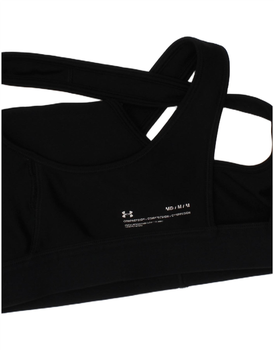 Damski top sportowy biustonosza Under Armour Compression Graphic, średni czarny sportowy