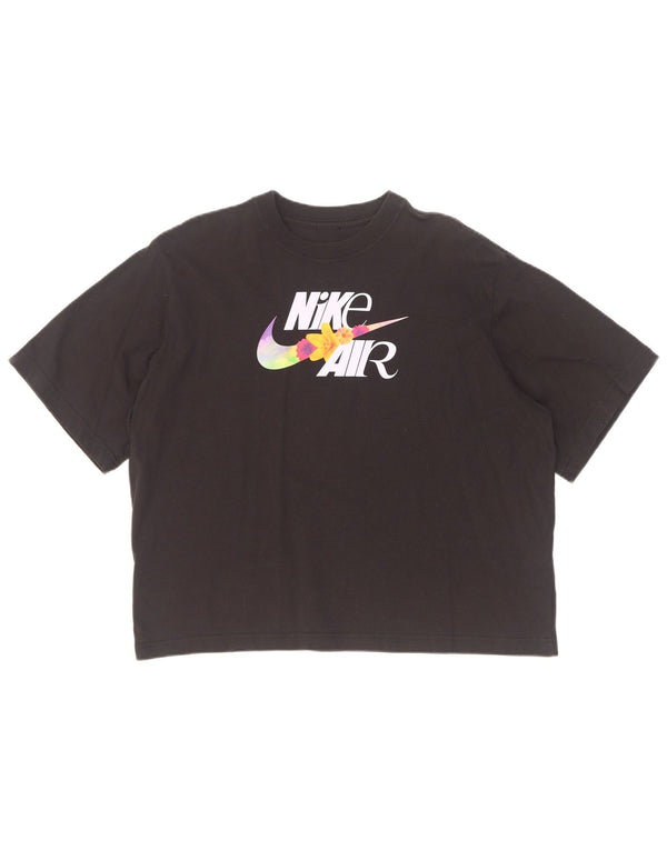 Damska koszulka Nike Crop Loose Fit Graphic Top UK 14, średnia czarna bawełna