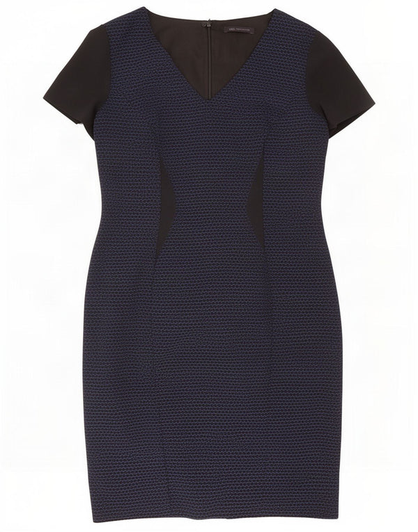 Marks & Spencer Womens Sheath Dress UK 14 Medium Navy Blue Colourblock