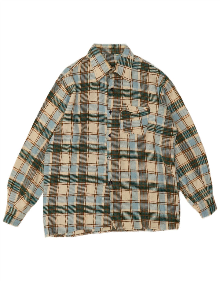 Vintage męska koszula flanelowa w średnią wielobarwną kratkę