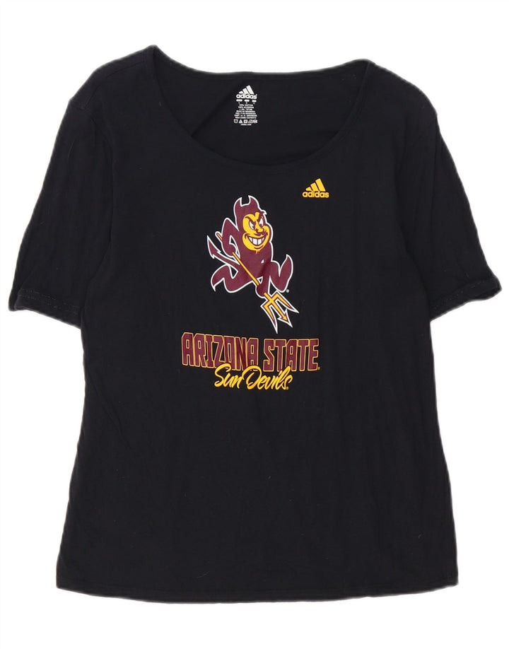 ADIDAS Womens Graphic T-Shirt Top UK 14 Large Black Vintage Adidas and Second-Hand Adidas from Messina Hembry 