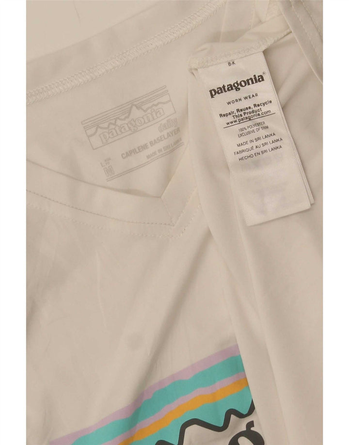 Męski T-shirt z grafiką Patagonia, średni biały poliester