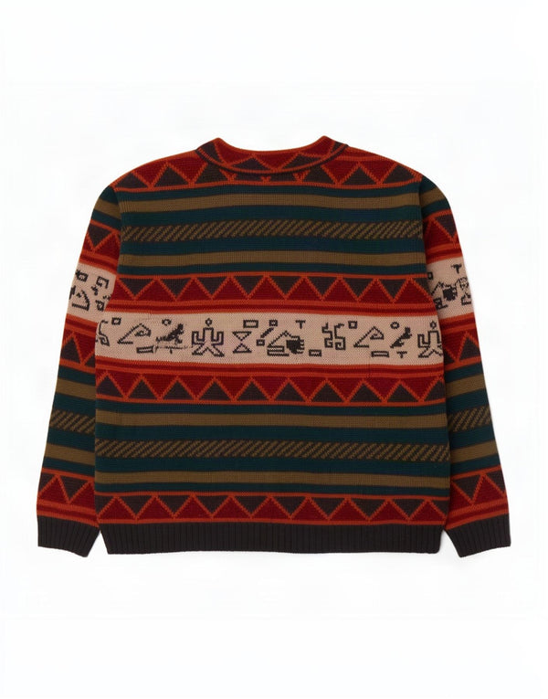 Sweter damski w stylu vintage z dekoltem w kształcie litery V, UK 16, duży, wielokolorowy, geometryczny