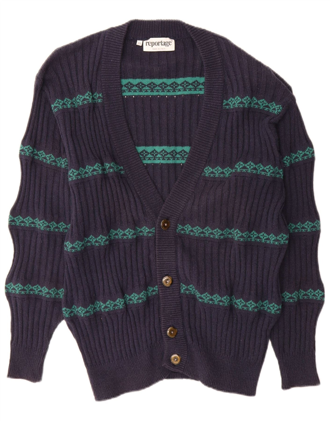 Sweter męski reportażowy IT 48 Średni granatowy Fair Isle Cotton