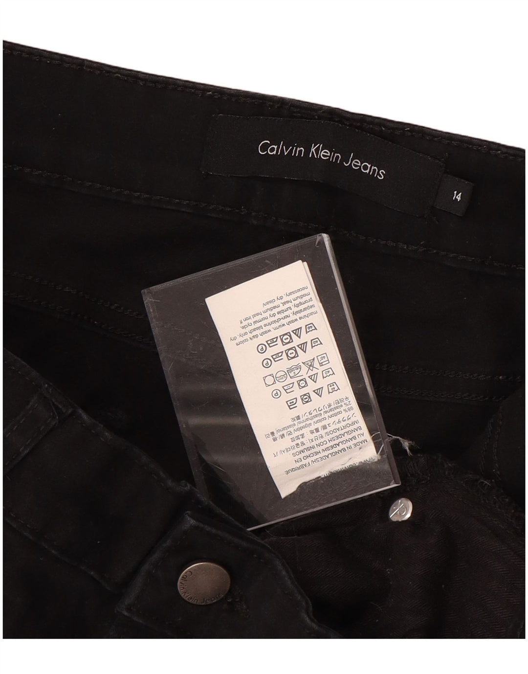 CALVIN KLEIN Damskie spodnie obcisłe na co dzień US 14 XL W34 L26 Czarna bawełna