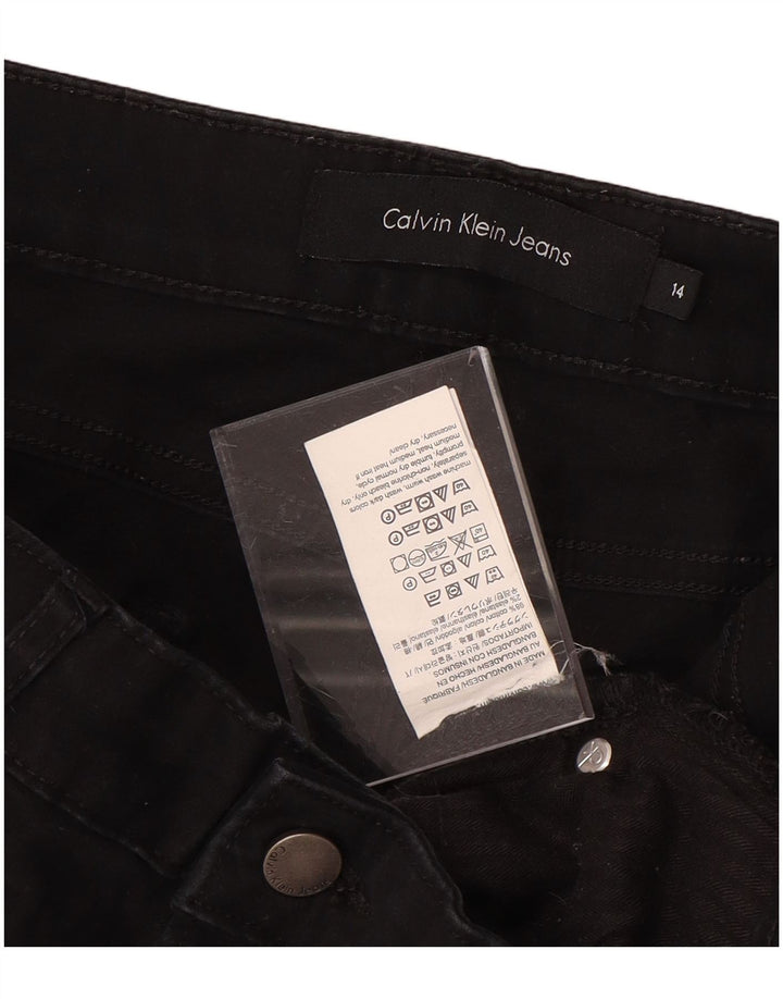 CALVIN KLEIN Damskie spodnie obcisłe na co dzień US 14 XL W34 L26 Czarna bawełna