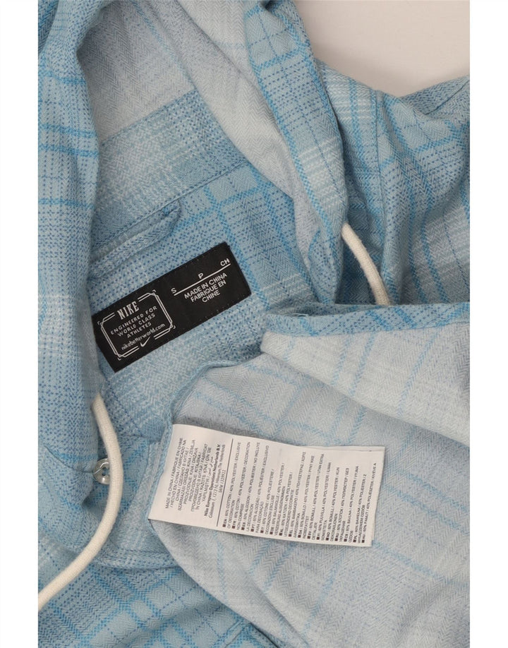 Męska koszula flanelowa z kapturem Nike, mała, niebieska, bawełniana krata