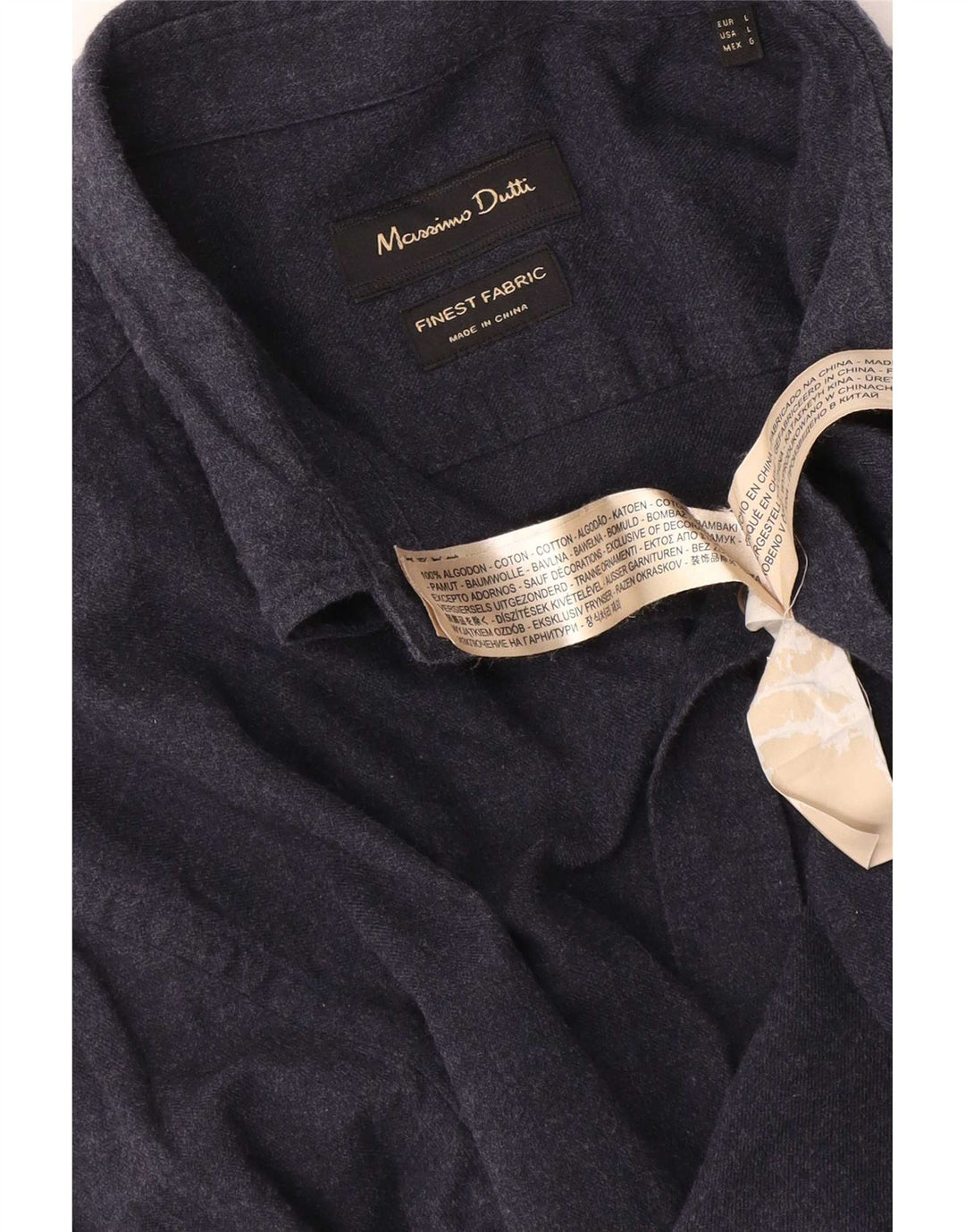 Koszula męska Massimo Dutti, duża, bawełniana, granatowa