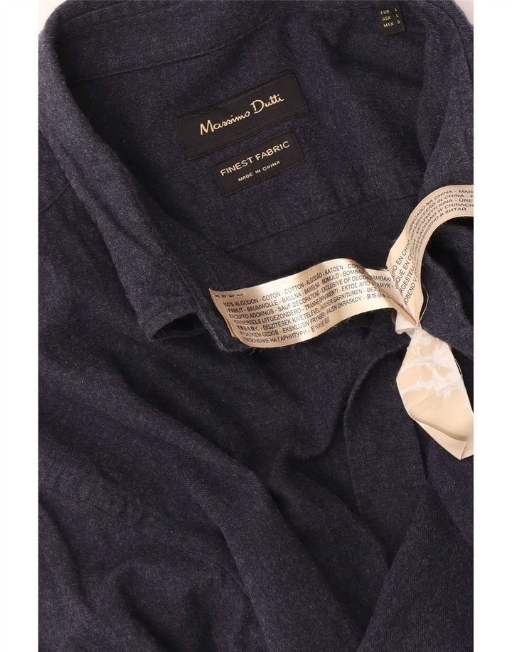 Koszula męska Massimo Dutti, duża, bawełniana, granatowa