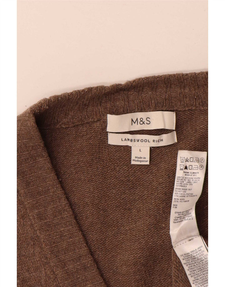 Marks & Spencer Męski sweter rozpinany, duży, brązowy, wełniany