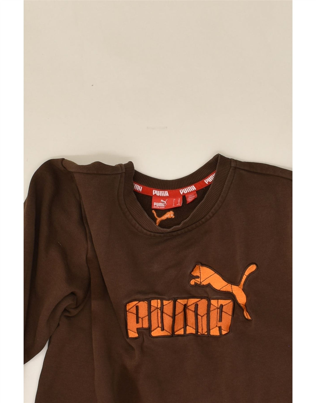 PUMA Boys Graphic Sweatshirt Jumper 9-10 Years Brown | Vintage Puma | Thrift | Second-Hand Puma | Used Clothing | Messina Hembry 