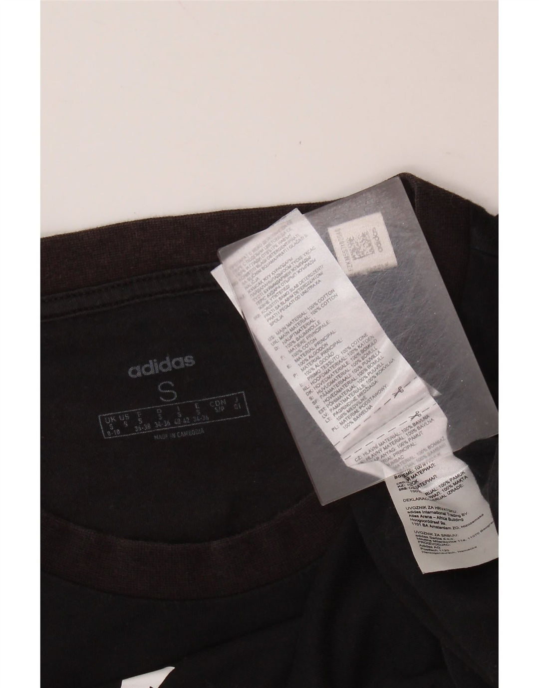 Damska koszulka z grafiką ADIDAS Top UK 8/10 Mała czarna bawełna