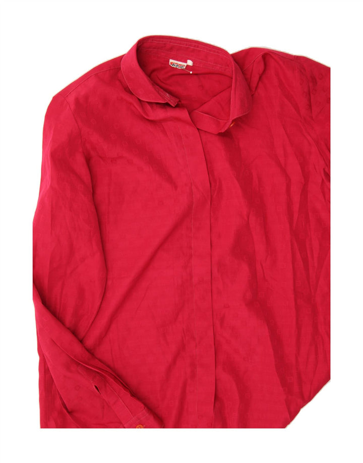 VINTAGE Womens Shirt Blouse UK 14 Medium Red Striped Vintage Vintage and Second-Hand Vintage from Messina Hembry 