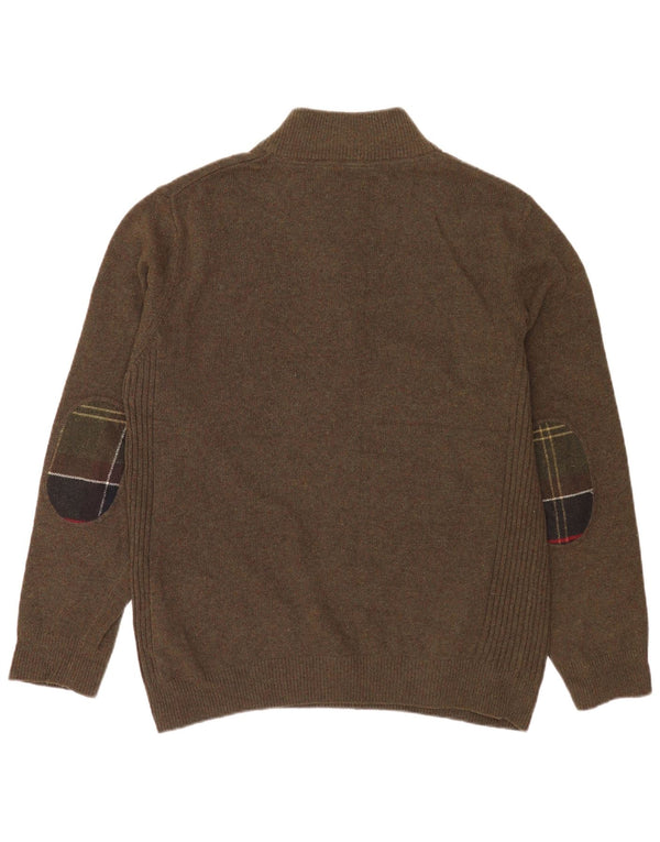 Męski sweter z zamkiem błyskawicznym Barbour XL, wełniany khaki