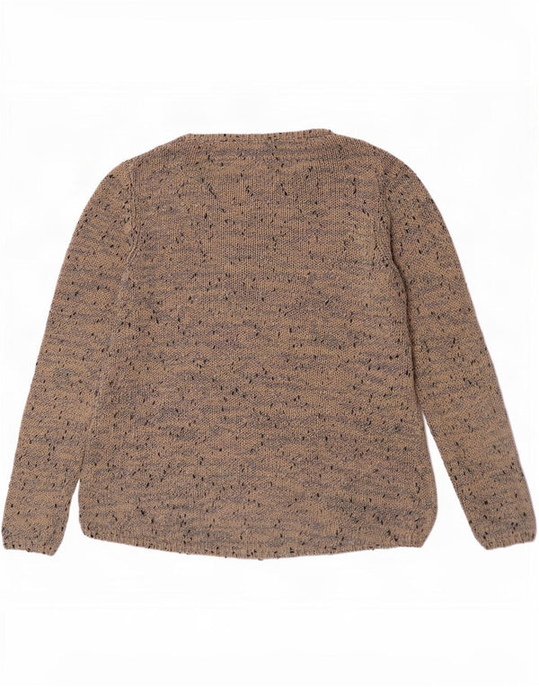 Damski sweter z dekoltem w łódkę White Stuff UK 16, duży, beżowy, nakrapiany