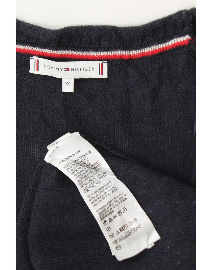 Sweter damski Tommy Hilfiger rozpinany UK 6 XS, granatowo-wełniany