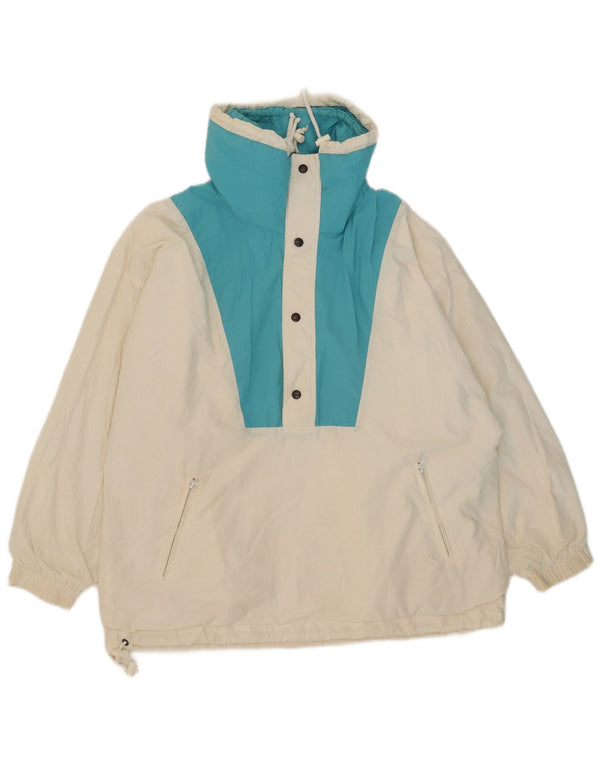 Vintage męska oversize'owa kurtka Anorak UK 12 z nylonu w kolorze średniej bieli
