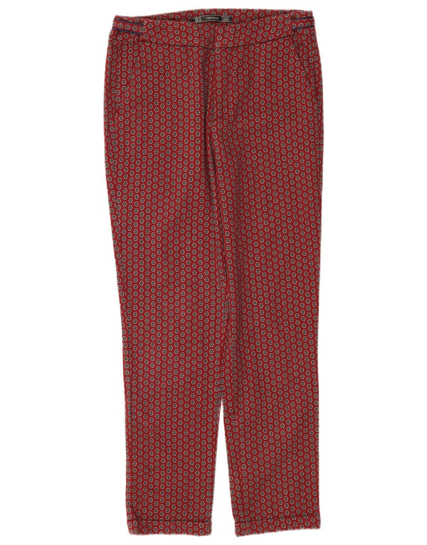 Spodnie damskie Zara Trafaluc Straight Chino Medium W28 L28 Czerwone geometryczne