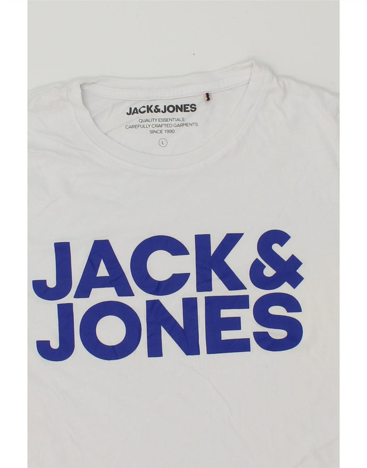 JACK & JONES Mens Graphic T-Shirt Top Large White Cotton Vintage Jack & Jones and Second-Hand Jack & Jones from Messina Hembry 