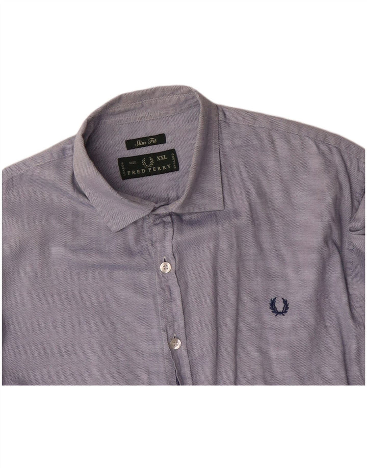 Koszula męska FRED PERRY Slim Fit 2XL, niebieska, bawełniana