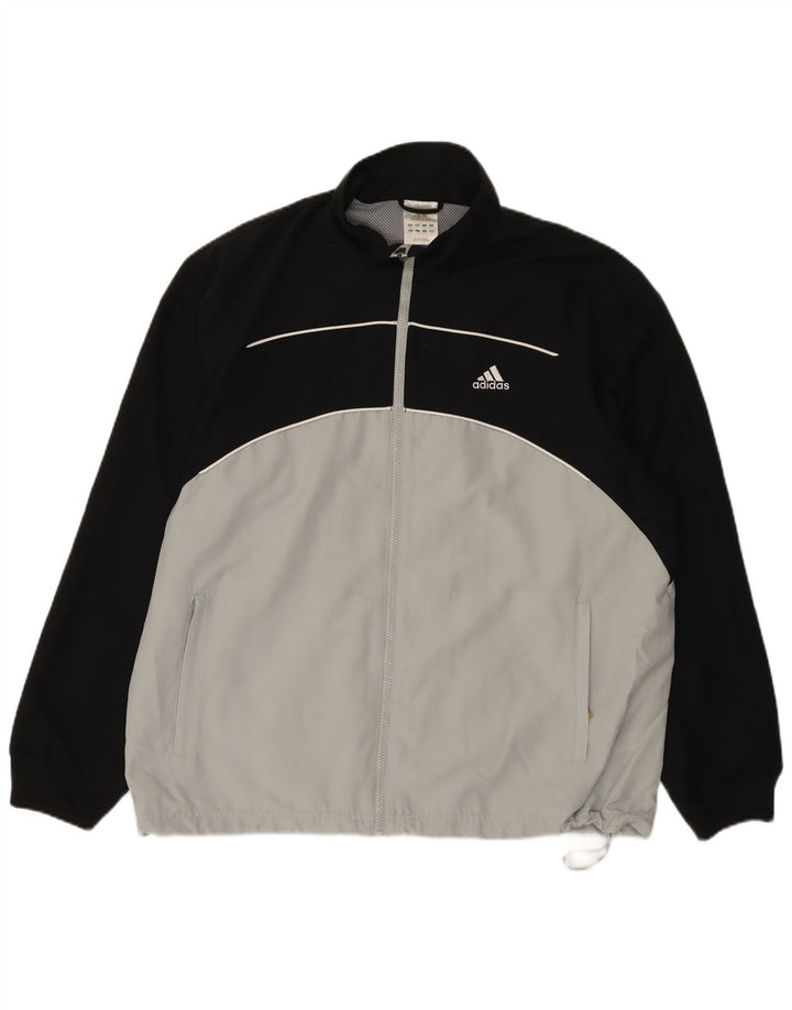 Męska kurtka przeciwdeszczowa Adidas UK 44/46 Duży biały poliester z blokami kolorów