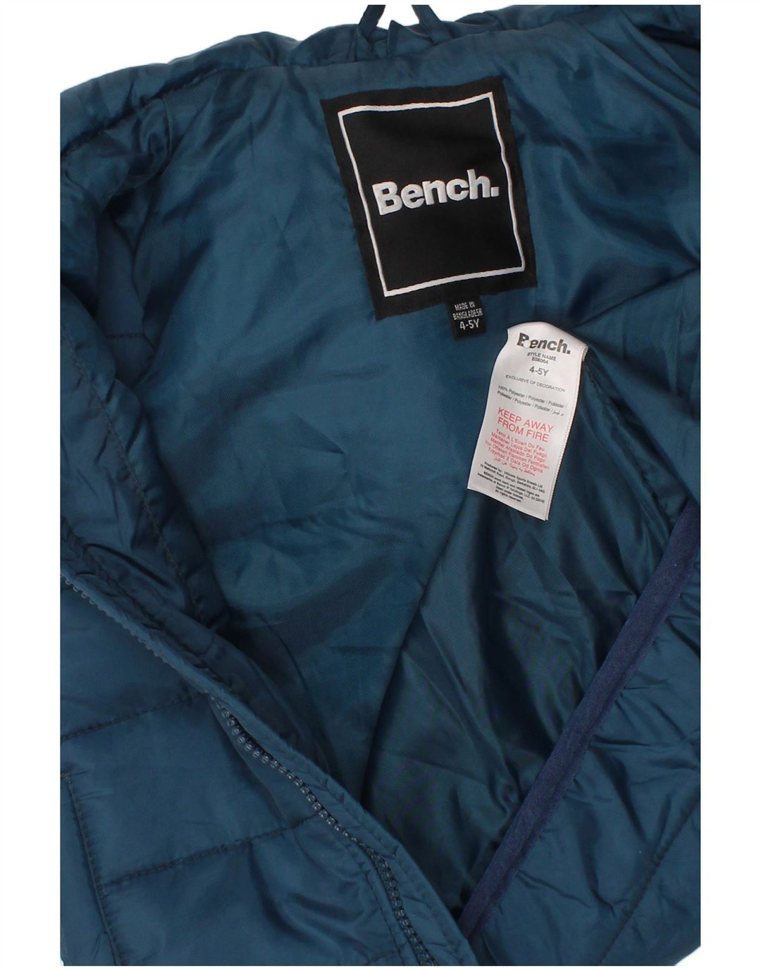 BENCH Boys Hooded Padded Gilet 4-5 Years Blue Polyester