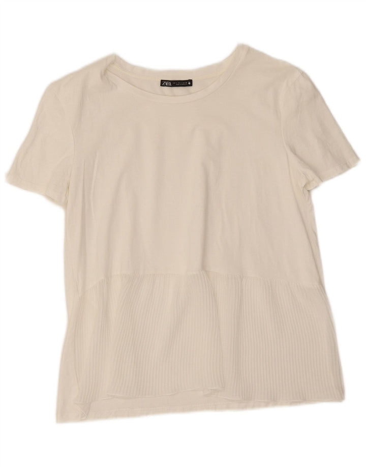 T-shirt damski Zara Top UK 10, mały, biały