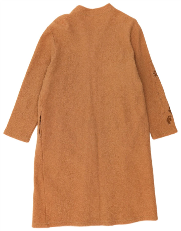 Płaszcz damski w stylu vintage UK 22 3XL Beżowa wełna w kwiaty