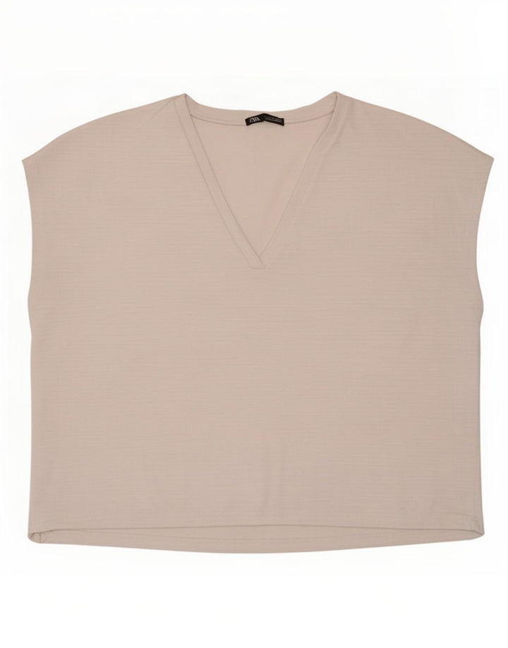 Damska kamizelka oversize Zara Top UK 10, mała, biała, poliester