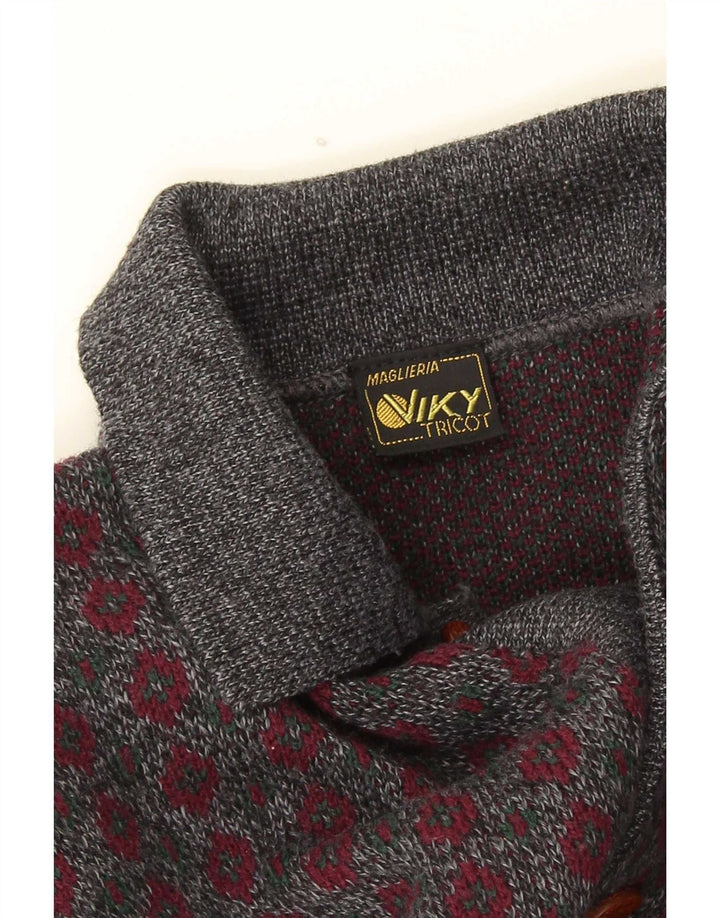 Męski sweter polo Viky Tricot IT 50 Średni szary geometryczny