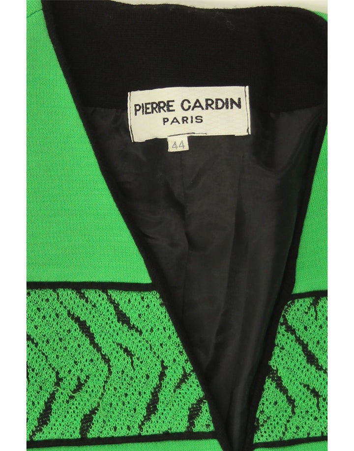 Damska marynarka Pierre Cardin zapinana na 3 guziki EU 44 XL, zielona, geometryczna wełna