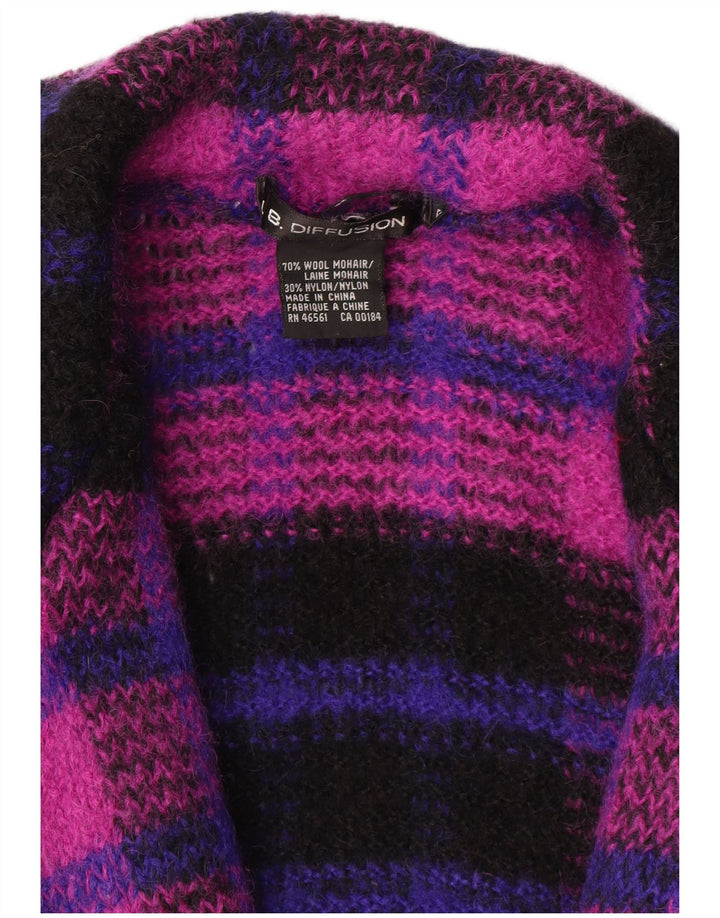 Damski sweter rozpinany I.B Diffusion Longline UK 10 w małą fioletową kratkę