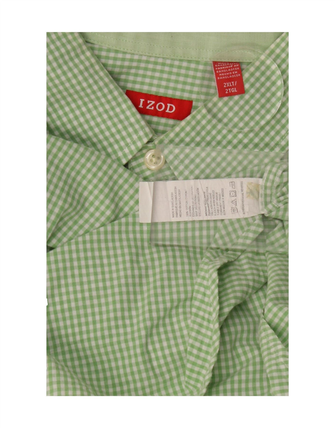IZOD Mens Tall Shirt 2XL Green Check Cotton Vintage Izod and Second-Hand Izod from Messina Hembry 