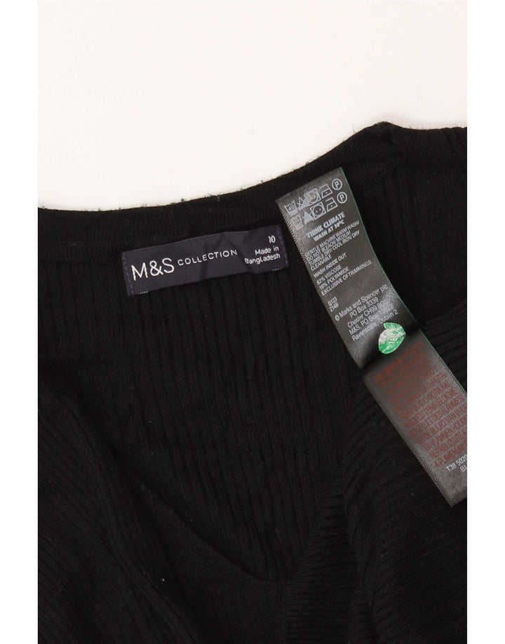 Marks & Spencer Damski top z długim rękawem UK 10 w małe czarne paski, wiskoza