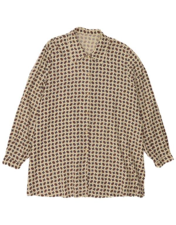 Vintage Womens Shirt Dress UK 18 XL Beige Geometric