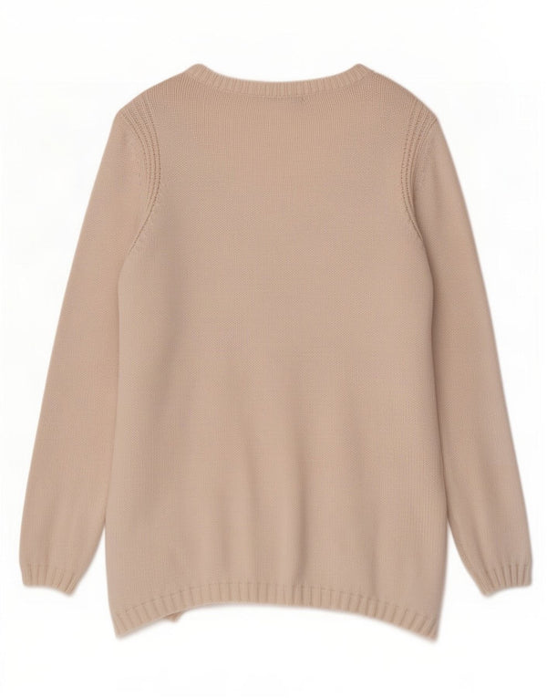 Marks & Spencer Damski sweter z dekoltem w kształcie litery V, UK 16, duży, beżowy, bawełniany