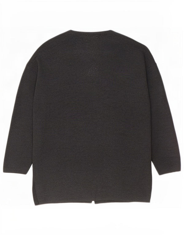 Damski sweter oversize Benetton UK 16, duży, szary, wełniany